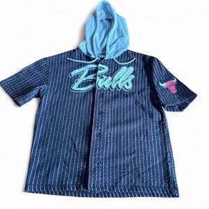 Chicago Bulls Black and Red Striped Hoodie Shirt NBA BRAND